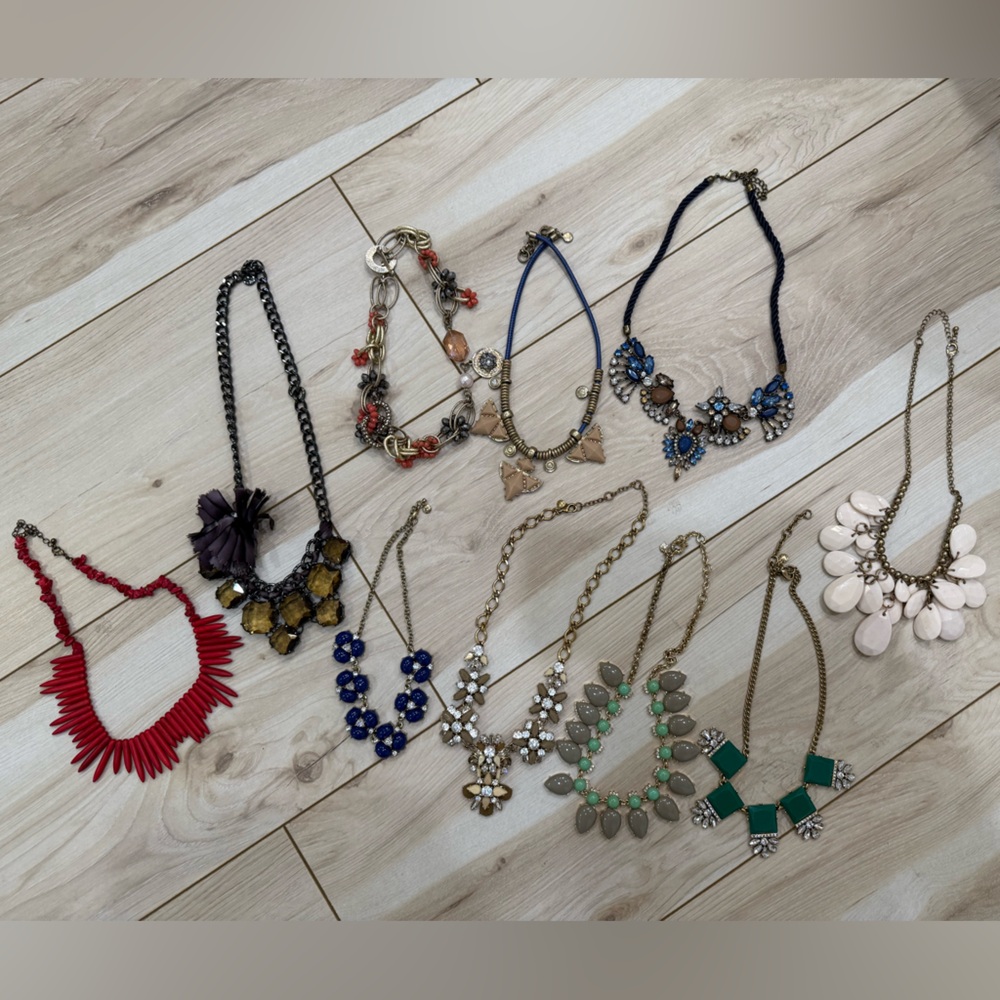 J.Crew Bundle of 19 Statement Necklaces Set Gold Bold Festive